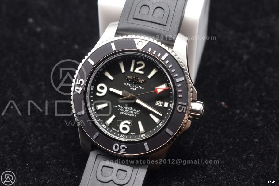 1:1 Automatic Best Edition Rubber Dial On Strap TF A2824 Black Superocean Black Black 44 Bezel 0428